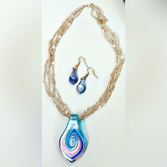 ✨Murano-Style Blown Glass Water Drop
Pendant & Earrings Set - Picture 2 of 11